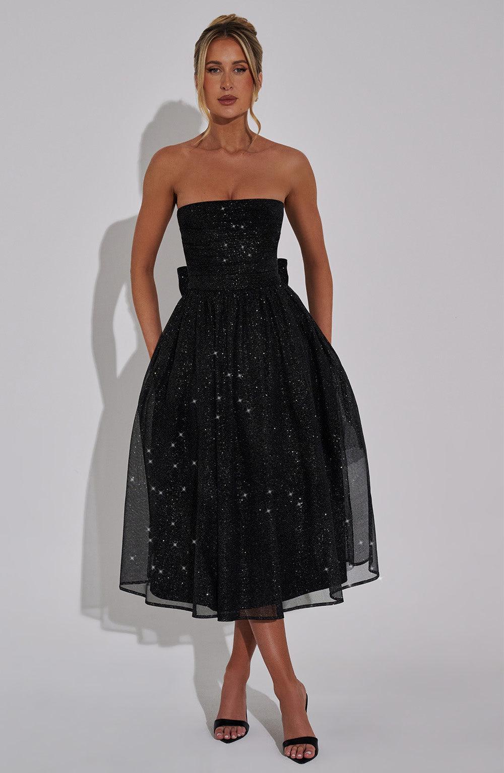 Vestido Marissa Midi - Negro Brillante