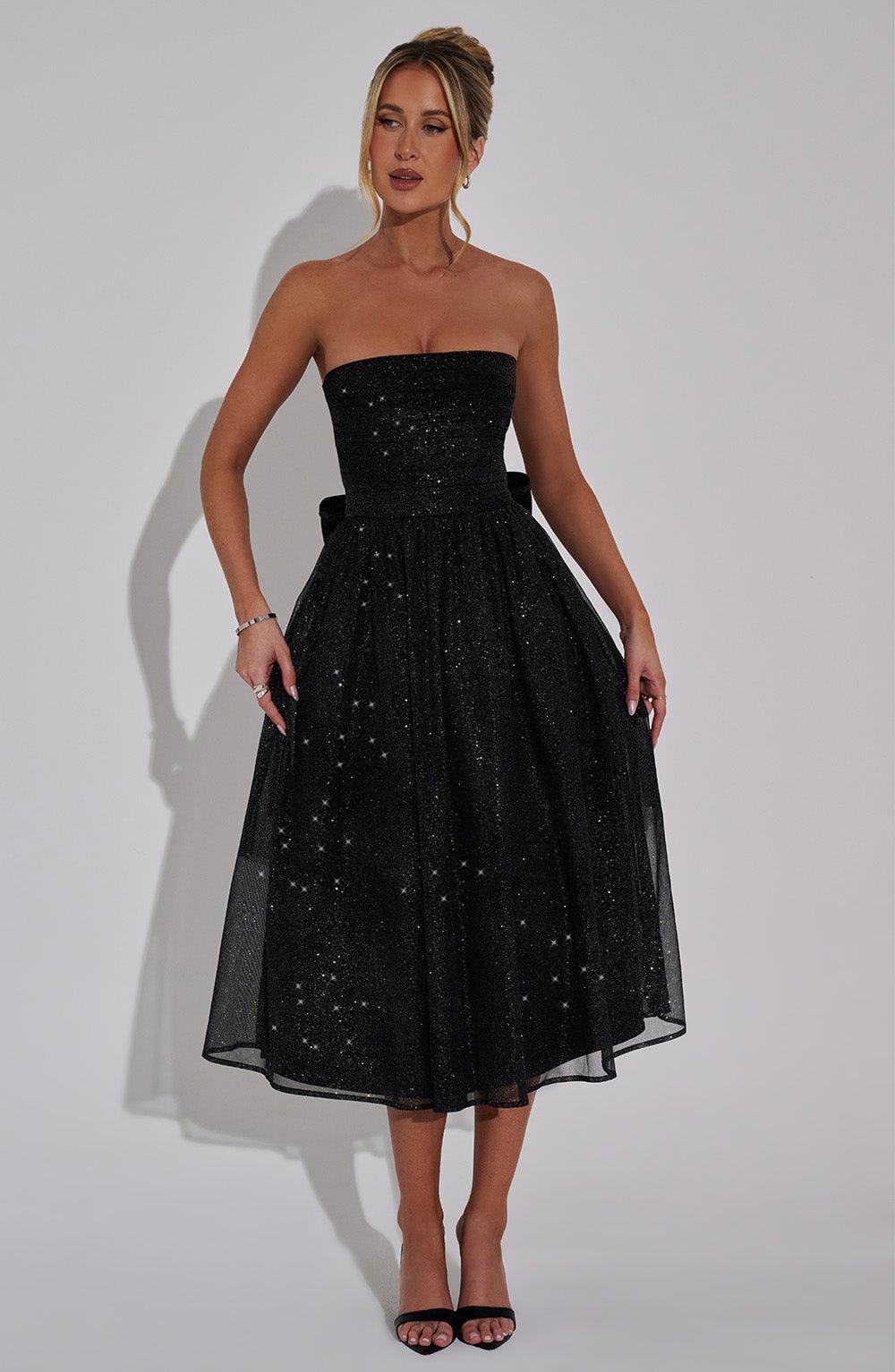 Vestido Marissa Midi - Negro Brillante