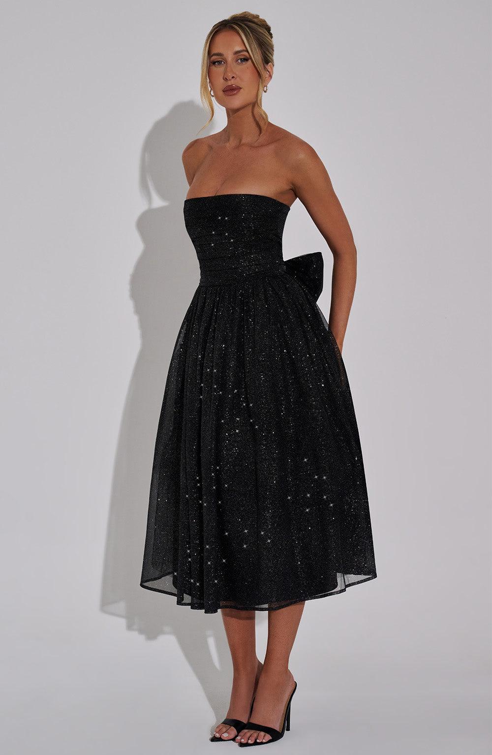 Vestido Marissa Midi - Negro Brillante