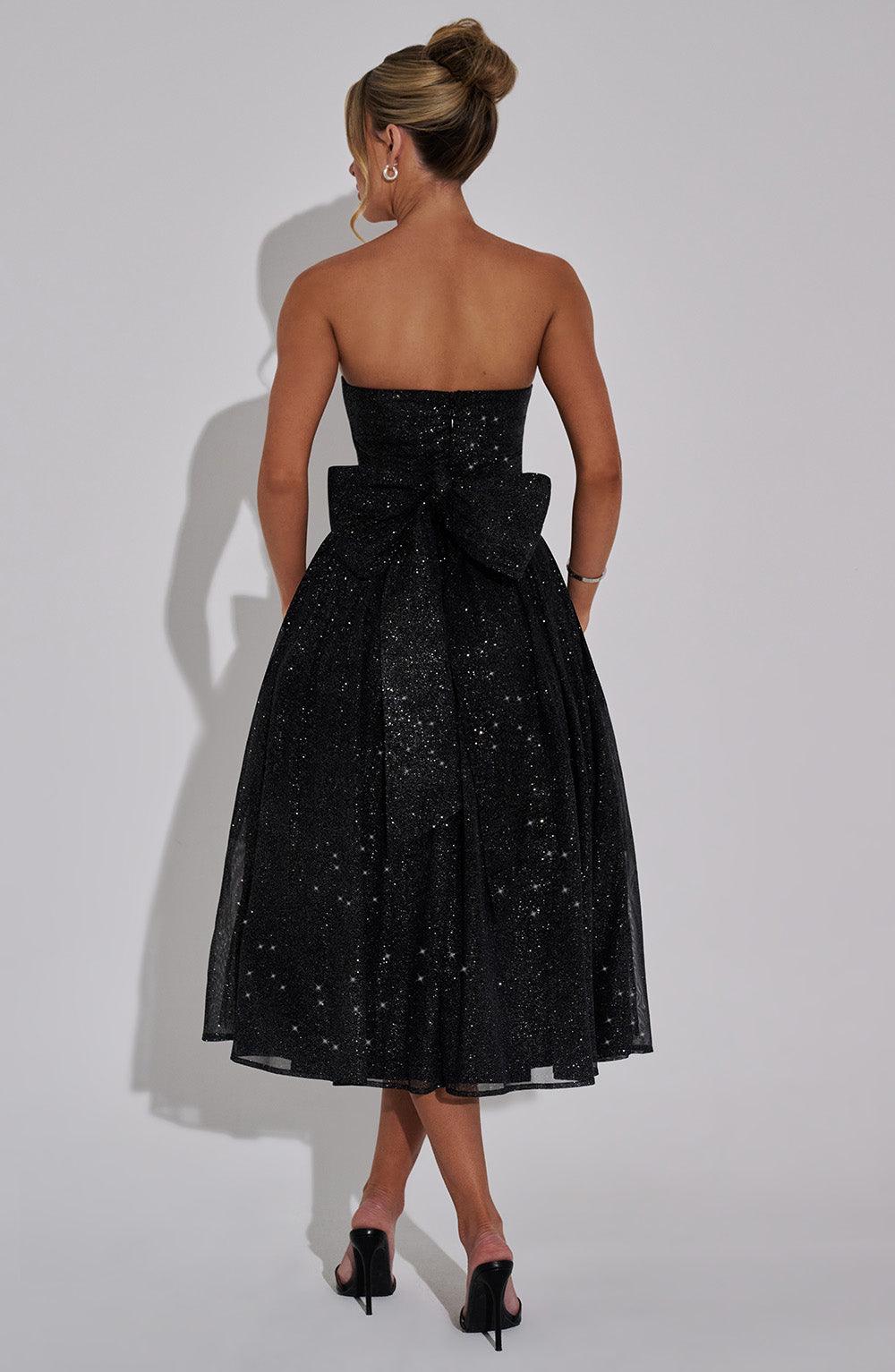 Vestido Marissa Midi - Negro Brillante