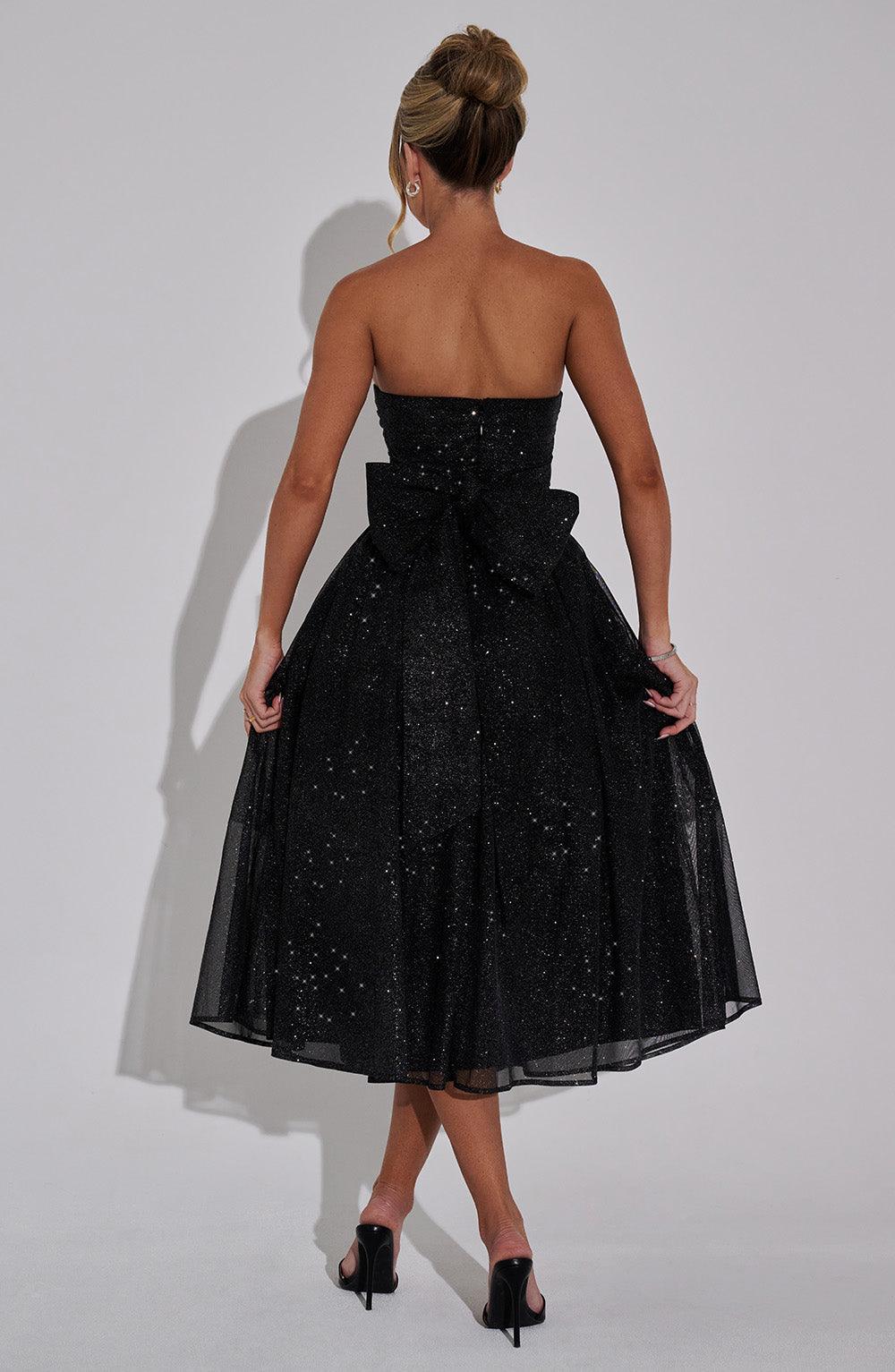 Vestido Marissa Midi - Negro Brillante
