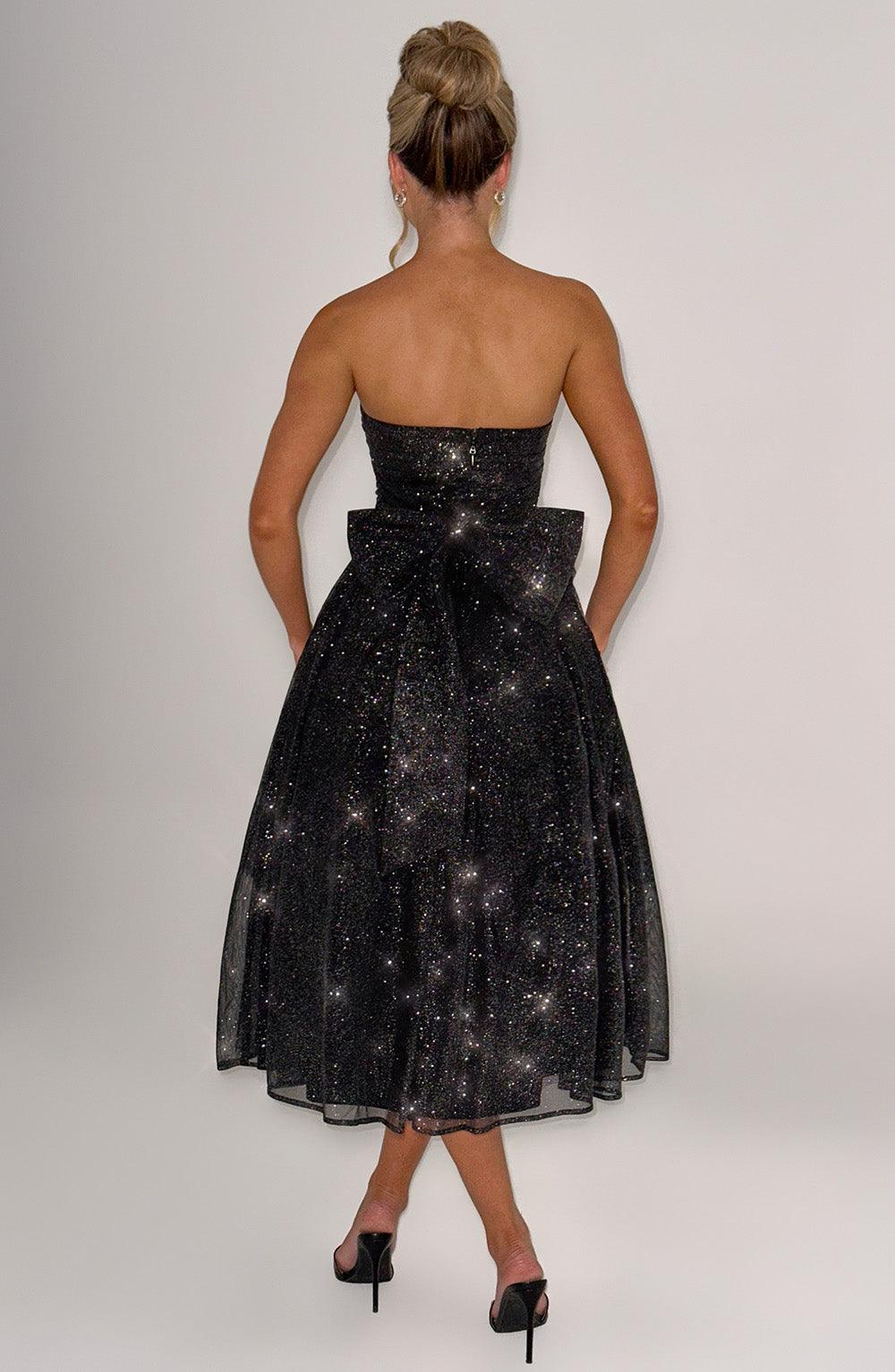 Vestido Marissa Midi - Negro Brillante