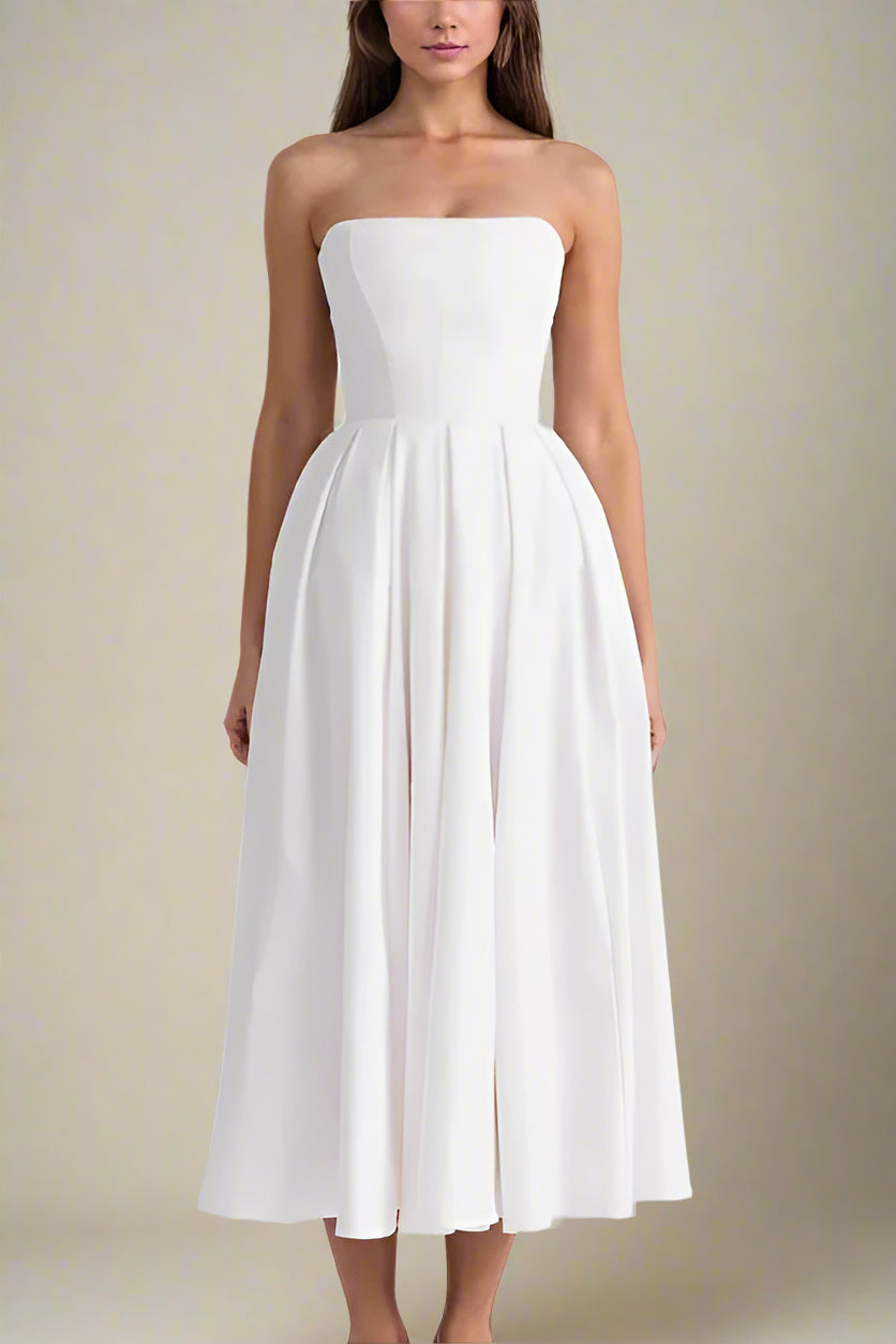 Capri Strapless Midi Dress - Blanco
