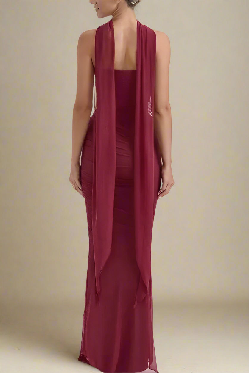 Margot Wrap Top and Maxi Skirt Outfit Set - Red Wine