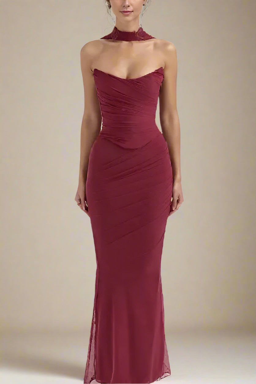 Margot Wrap Top and Maxi Skirt Outfit Set - Red Wine