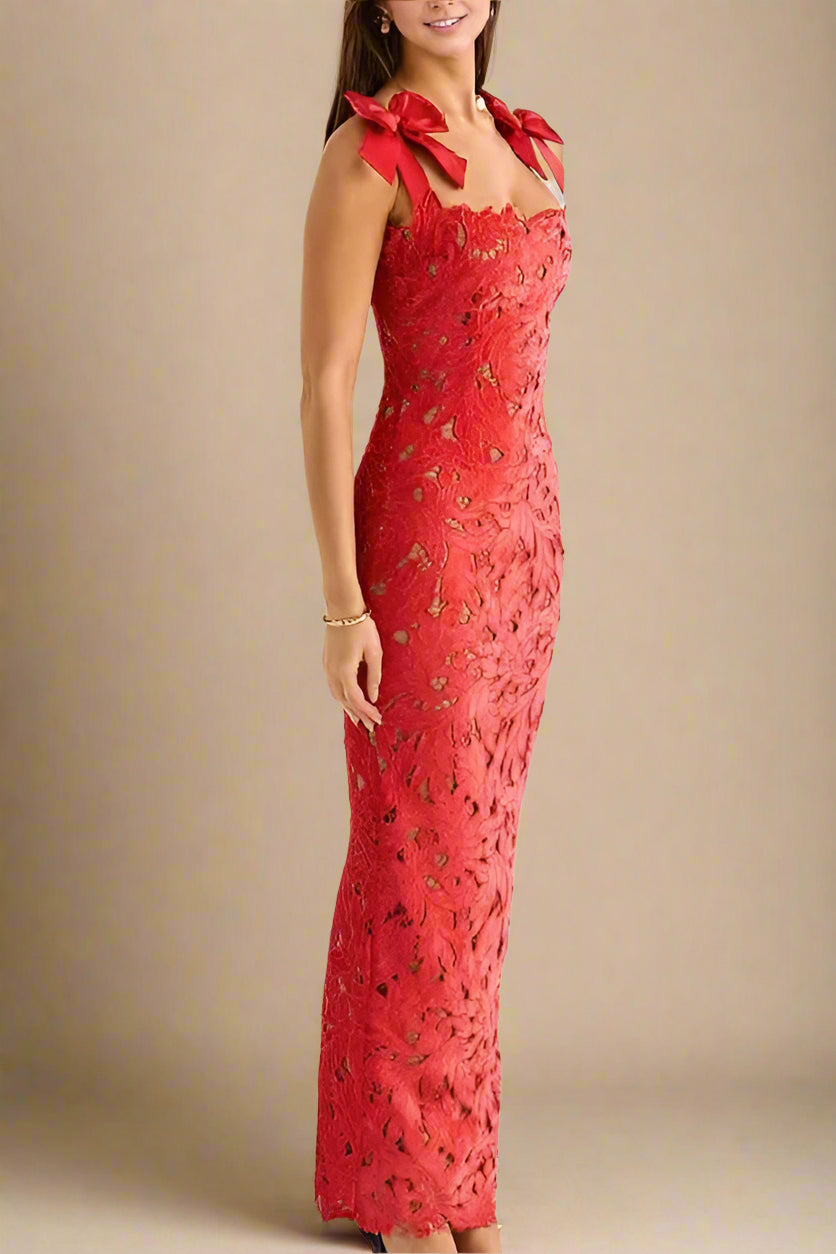 Odette Lace Maxi Dress - Lipstick Red