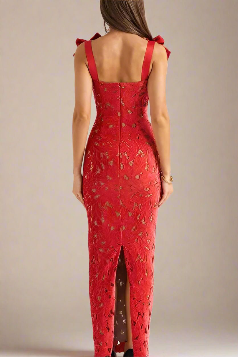Odette Lace Maxi Dress - Lipstick Red