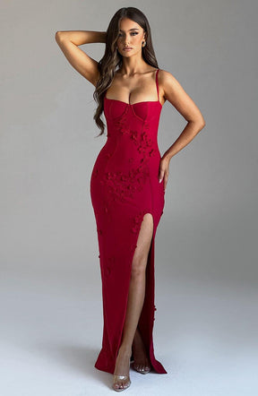 Dalary Maxi Dress - Red Lined