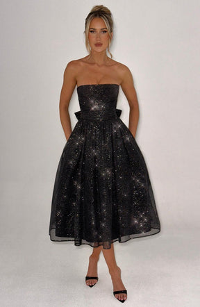 Vestido Marissa Midi - Negro Brillante