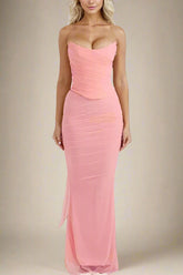 Margot Wrap Top and Maxi Skirt Outfit Set - Dusty Pink