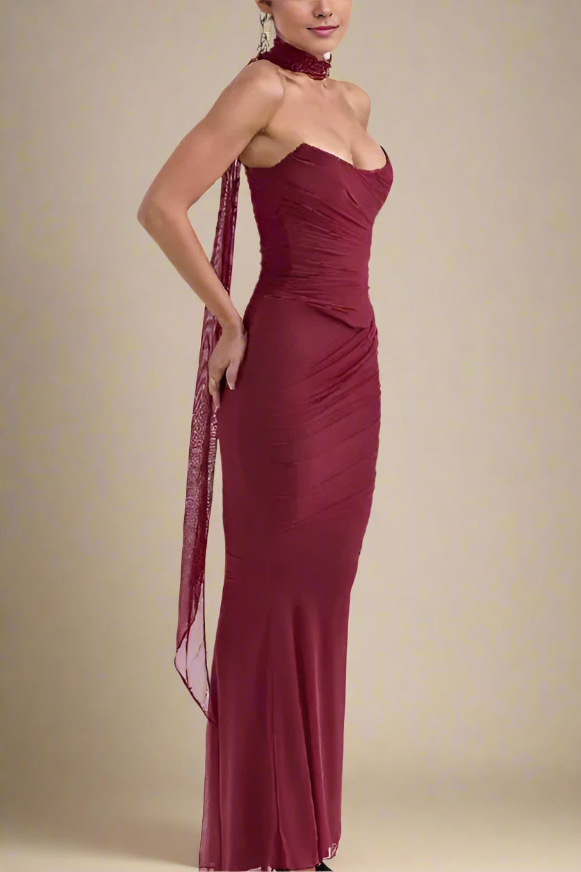 Margot Wrap Top and Maxi Skirt Outfit Set - Red Wine