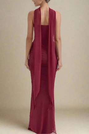 Margot Wrap Top and Maxi Skirt Outfit Set - Red Wine