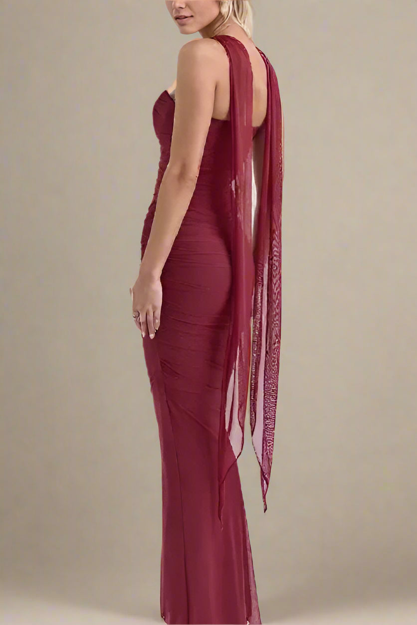 Margot Wrap Top and Maxi Skirt Outfit Set - Red Wine