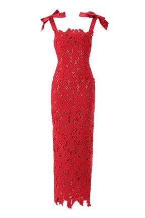 Odette Lace Maxi Dress - Lipstick Red