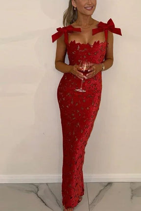 Odette Lace Maxi Dress - Lipstick Red