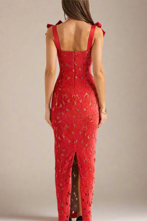 Odette Lace Maxi Dress - Lipstick Red