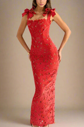 Odette Lace Maxi Dress - Lipstick Red
